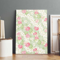 Anthurium Plumeria Lei Pastel Canvas Wall Art Green Hawaiian Splendid Palaka LT01 - Polynesian Pride