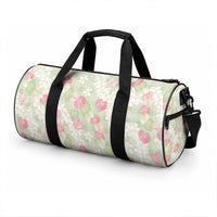 Anthurium Plumeria Lei Pastel Duffle Bag Green Hawaiian Splendid Palaka LT01 - Polynesian Pride