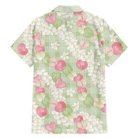 Anthurium Plumeria Lei Pastel Family Matching Off Shoulder Maxi Dress and Hawaiian Shirt Green Hawaiian Splendid Palaka LT01 - Polynesian Pride