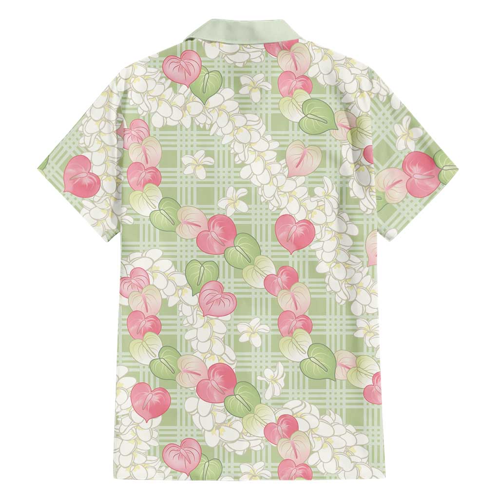 Anthurium Plumeria Lei Pastel Family Matching Short Sleeve Bodycon Dress and Hawaiian Shirt Green Hawaiian Splendid Palaka LT01 - Polynesian Pride