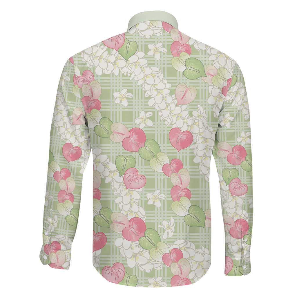 Anthurium Plumeria Lei Pastel Family Matching Summer Maxi Dress and Hawaiian Shirt Green Hawaiian Splendid Palaka LT01 - Polynesian Pride