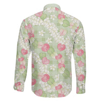 Anthurium Plumeria Lei Pastel Family Matching Tank Maxi Dress and Hawaiian Shirt Green Hawaiian Splendid Palaka LT01 - Polynesian Pride