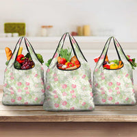 Anthurium Plumeria Lei Pastel Grocery Bag Green Hawaiian Splendid Palaka