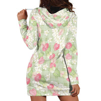Anthurium Plumeria Lei Pastel Hoodie Dress Green Hawaiian Splendid Palaka LT01 - Polynesian Pride