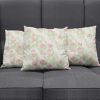 Anthurium Plumeria Lei Pastel Pillow Cover Green Hawaiian Splendid Palaka