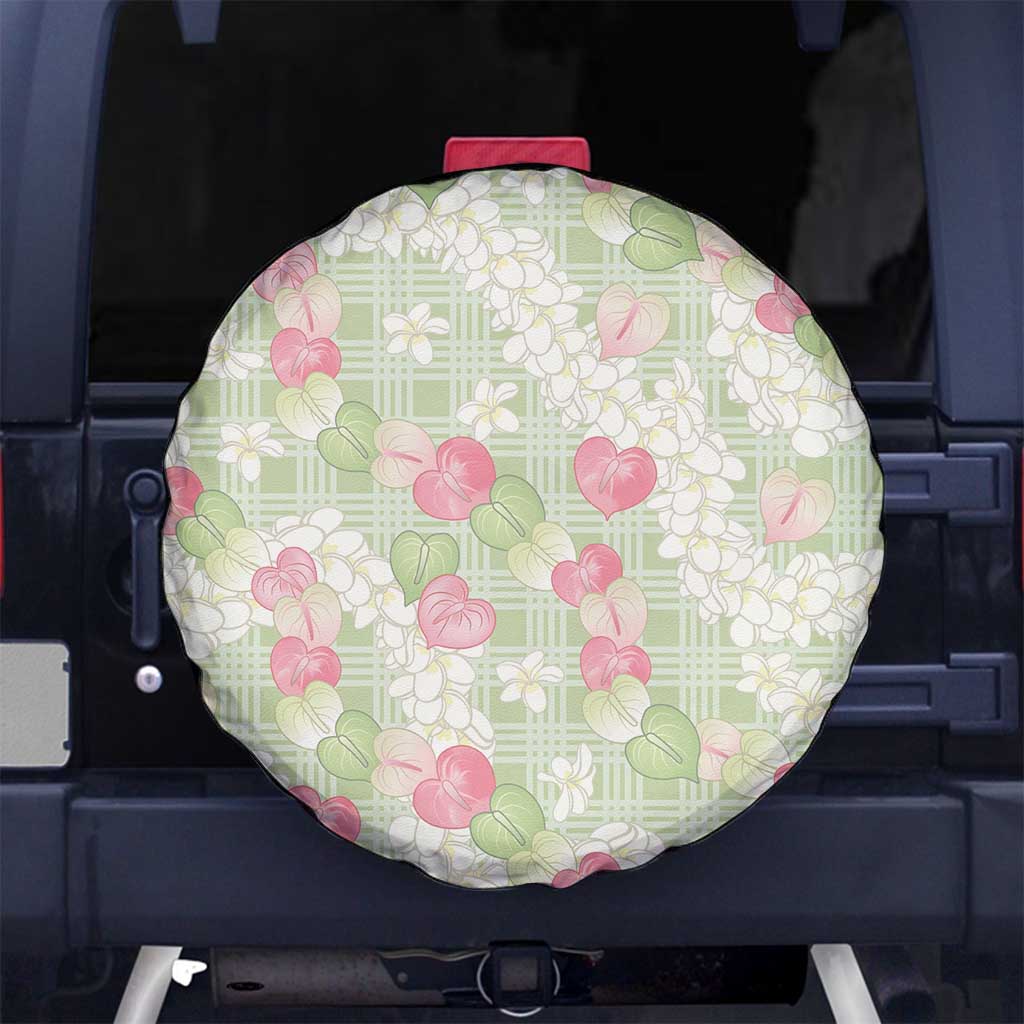Anthurium Plumeria Lei Pastel Spare Tire Cover Green Hawaiian Splendid Palaka