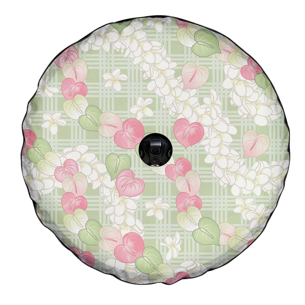 Anthurium Plumeria Lei Pastel Spare Tire Cover Green Hawaiian Splendid Palaka