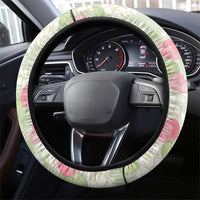 Anthurium Plumeria Lei Pastel Steering Wheel Cover Green Hawaiian Splendid Palaka LT01 - Polynesian Pride