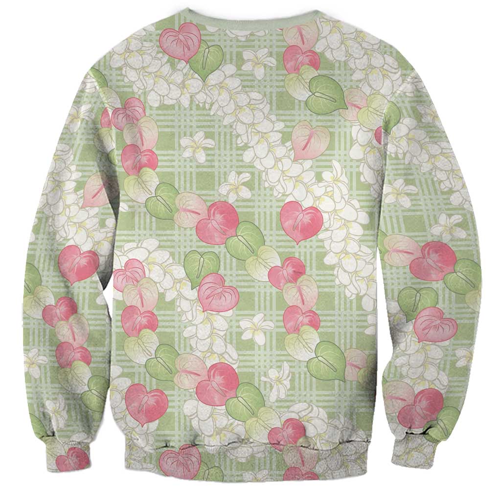 Anthurium Plumeria Lei Pastel Sweatshirt Green Hawaiian Splendid Palaka