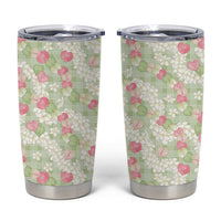 Anthurium Plumeria Lei Pastel Tumbler Cup Green Hawaiian Splendid Palaka LT01 Green - Polynesian Pride