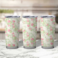 Anthurium Plumeria Lei Pastel Tumbler Cup Green Hawaiian Splendid Palaka LT01 - Polynesian Pride