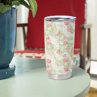 Anthurium Plumeria Lei Pastel Tumbler Cup Green Hawaiian Splendid Palaka LT01 - Polynesian Pride