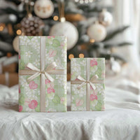 Anthurium Plumeria Lei Pastel Wrapping Paper Green Hawaiian Splendid Palaka