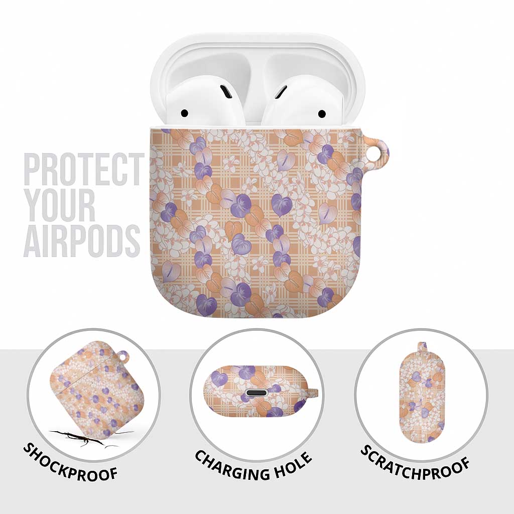 Anthurium Plumeria Lei Pastel AirPods Case Orange Hawaiian Splendid Palaka