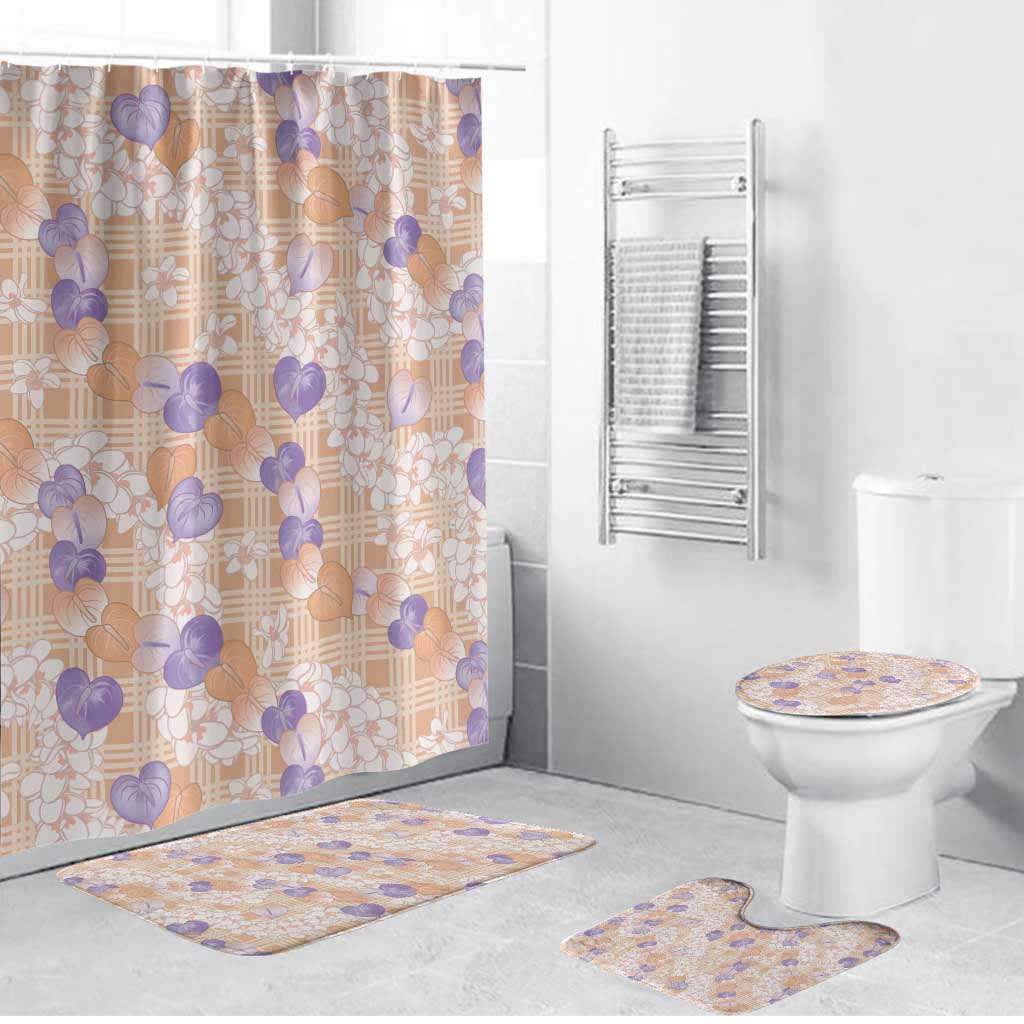 Anthurium Plumeria Lei Pastel Bathroom Set Orange Hawaiian Splendid Palaka