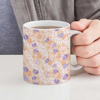 Anthurium Plumeria Lei Pastel Ceramic Mug Orange Hawaiian Splendid Palaka