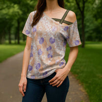Anthurium Plumeria Lei Pastel Cross Shoulder Shirt Orange Hawaiian Splendid Palaka