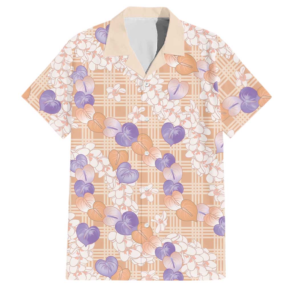 Anthurium Plumeria Lei Pastel Family Matching Mermaid Dress and Hawaiian Shirt Orange Hawaiian Splendid Palaka LT01 Dad's Shirt - Short Sleeve Orange - Polynesian Pride