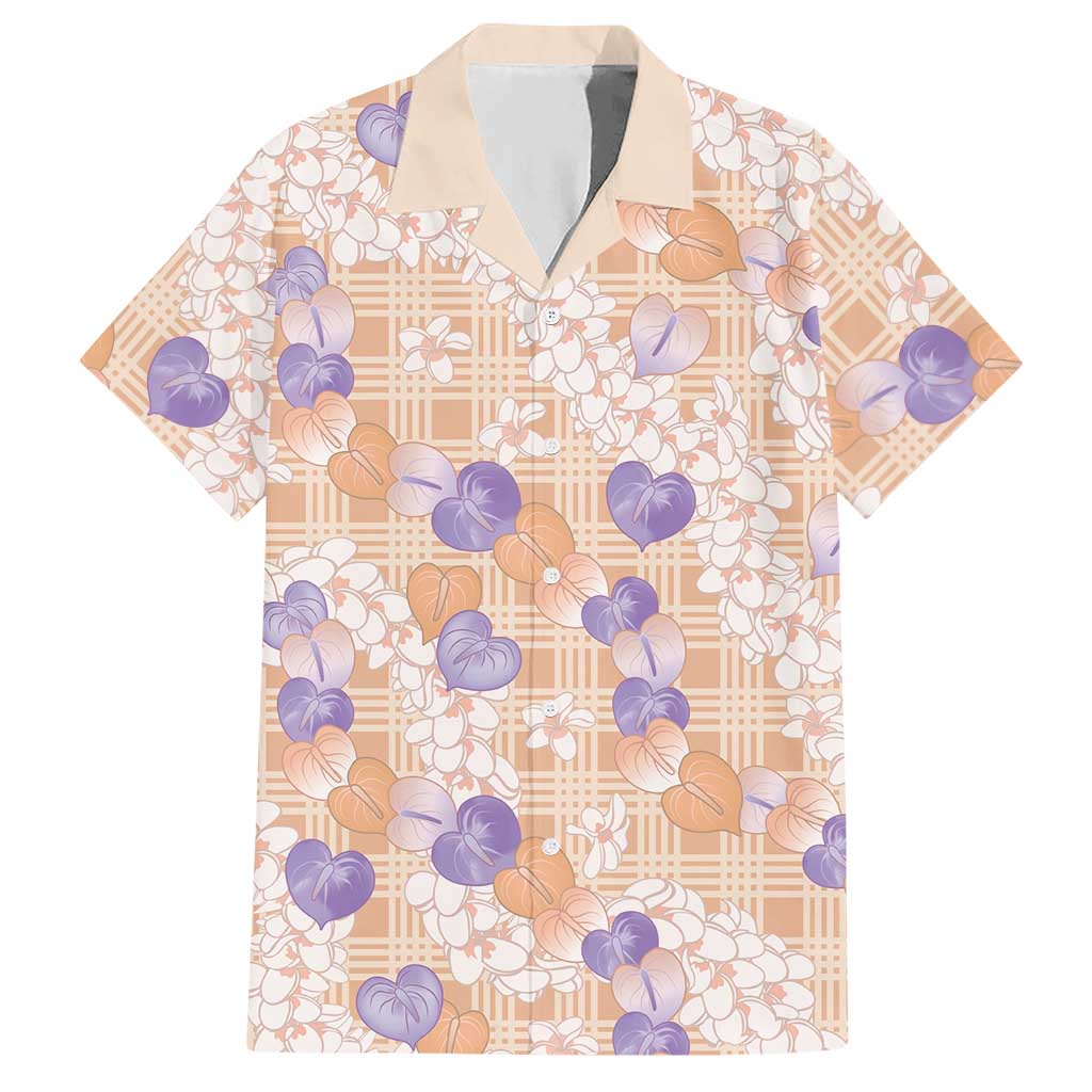 Anthurium Plumeria Lei Pastel Hawaiian Shirt Orange Hawaiian Splendid Palaka LT01 Orange - Polynesian Pride