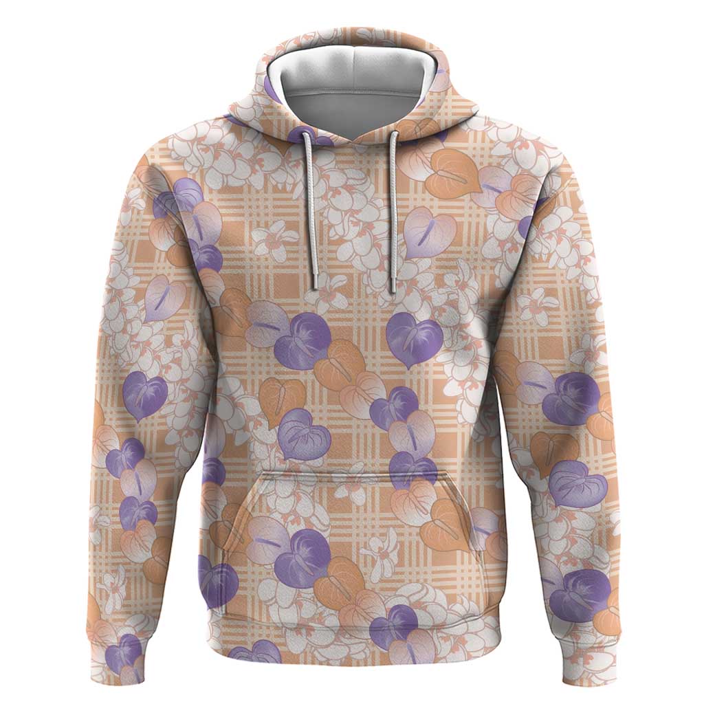 Anthurium Plumeria Lei Pastel Hoodie Orange Hawaiian Splendid Palaka LT01 Pullover Hoodie Orange - Polynesian Pride