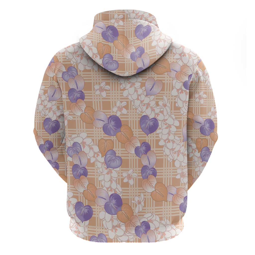 Anthurium Plumeria Lei Pastel Hoodie Orange Hawaiian Splendid Palaka LT01 - Polynesian Pride