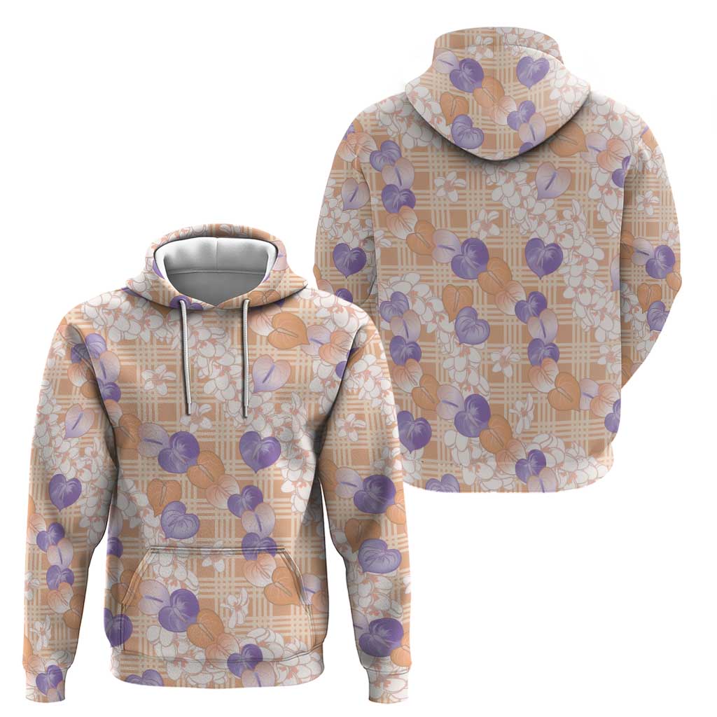 Anthurium Plumeria Lei Pastel Hoodie Orange Hawaiian Splendid Palaka LT01 - Polynesian Pride