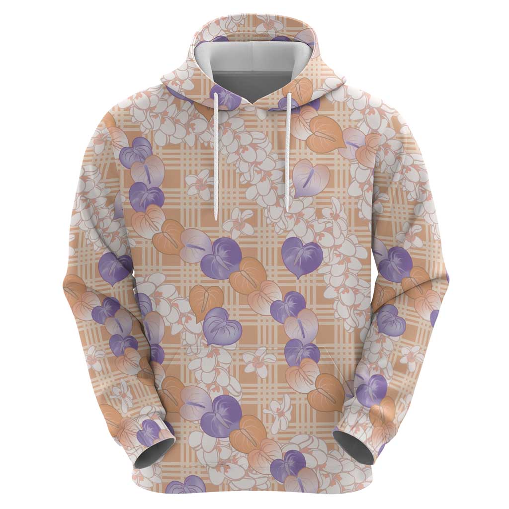 Anthurium Plumeria Lei Pastel Hoodie Orange Hawaiian Splendid Palaka LT01 - Polynesian Pride
