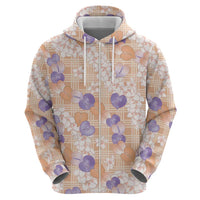 Anthurium Plumeria Lei Pastel Hoodie Orange Hawaiian Splendid Palaka LT01 - Polynesian Pride
