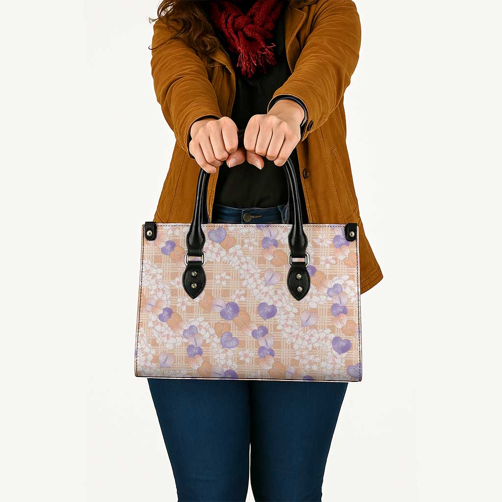 Anthurium Plumeria Lei Pastel Leather Bag Orange Hawaiian Splendid Palaka