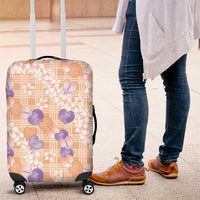 Anthurium Plumeria Lei Pastel Luggage Cover Orange Hawaiian Splendid Palaka LT01 Orange - Polynesian Pride