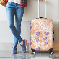 Anthurium Plumeria Lei Pastel Luggage Cover Orange Hawaiian Splendid Palaka LT01 - Polynesian Pride