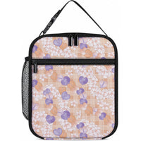 Anthurium Plumeria Lei Pastel Lunch Bag Orange Hawaiian Splendid Palaka LT01 10.2 × 8.3 × 4.3 inch Orange - Polynesian Pride