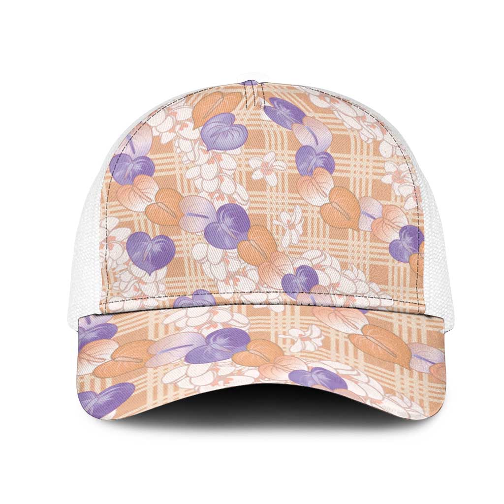 Anthurium Plumeria Lei Pastel Mesh Trucker Cap Orange Hawaiian Splendid Palaka