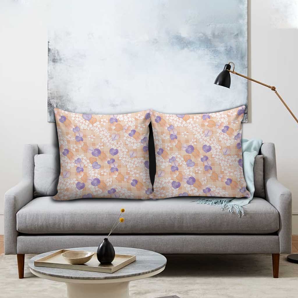 Anthurium Plumeria Lei Pastel Pillow Cover Orange Hawaiian Splendid Palaka