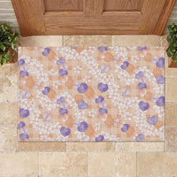 Anthurium Plumeria Lei Pastel Rubber Doormat Orange Hawaiian Splendid Palaka LT01 Orange - Polynesian Pride