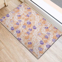 Anthurium Plumeria Lei Pastel Rubber Doormat Orange Hawaiian Splendid Palaka LT01 - Polynesian Pride