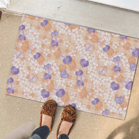Anthurium Plumeria Lei Pastel Rubber Doormat Orange Hawaiian Splendid Palaka LT01 - Polynesian Pride