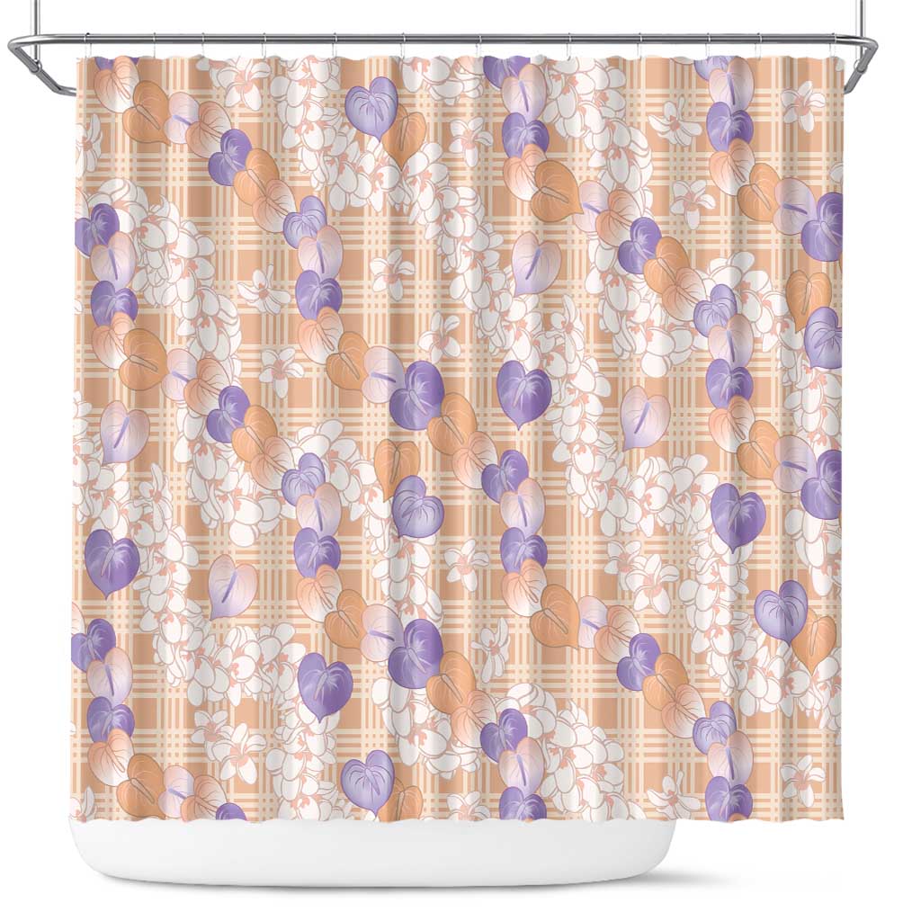 Anthurium Plumeria Lei Pastel Shower Curtain Orange Hawaiian Splendid Palaka