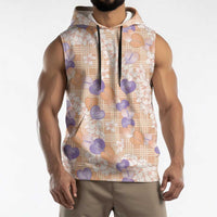 Anthurium Plumeria Lei Pastel Sleeveless Hoodie Orange Hawaiian Splendid Palaka