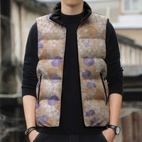 Anthurium Plumeria Lei Pastel Sleeveless Puffer Jacket Orange Hawaiian Splendid Palaka LT01 - Polynesian Pride