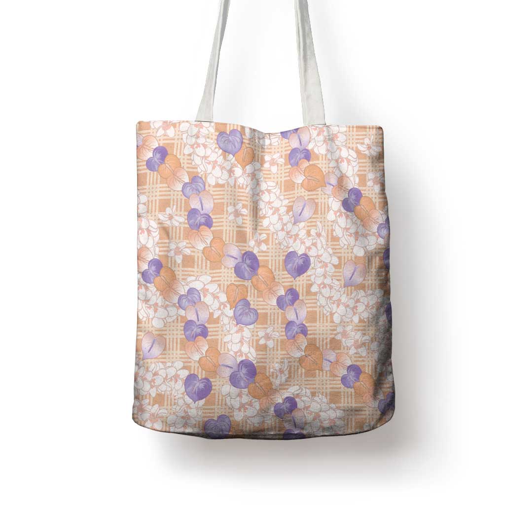 Anthurium Plumeria Lei Pastel Tote Bag Orange Hawaiian Splendid Palaka
