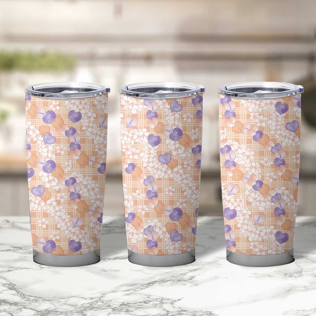 Anthurium Plumeria Lei Pastel Tumbler Cup Orange Hawaiian Splendid Palaka LT01 - Polynesian Pride