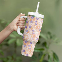 Anthurium Plumeria Lei Pastel Tumbler With Handle Orange Hawaiian Splendid Palaka