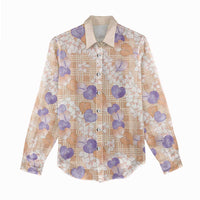 Anthurium Plumeria Lei Pastel Women Casual Shirt Orange Hawaiian Splendid Palaka