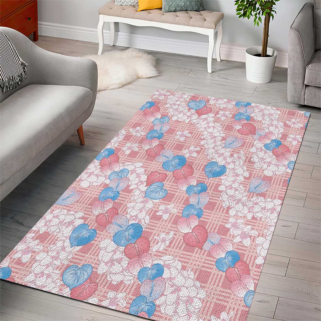 Anthurium Plumeria Lei Pastel Area Rug Pink Hawaiian Splendid Palaka