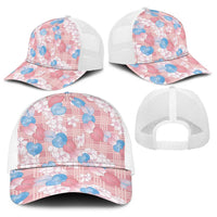 Anthurium Plumeria Lei Pastel Baseball Net Cap Pink Hawaiian Splendid Palaka