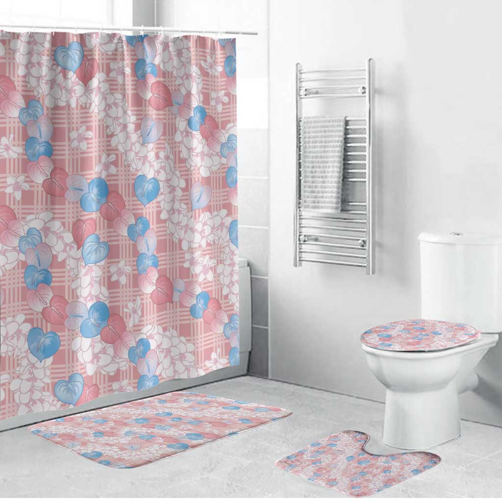 Anthurium Plumeria Lei Pastel Bathroom Set Pink Hawaiian Splendid Palaka