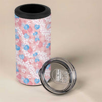 Anthurium Plumeria Lei Pastel 4 in 1 Can Cooler Tumbler Pink Hawaiian Splendid Palaka