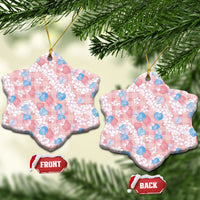 Anthurium Plumeria Lei Pastel Ceramic Ornament Pink Hawaiian Splendid Palaka LT01 Snow Flake Pink - Polynesian Pride