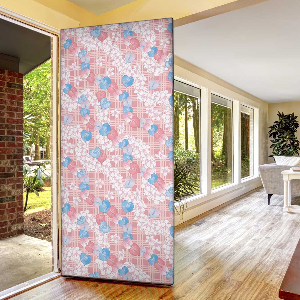 Anthurium Plumeria Lei Pastel Door Cover Pink Hawaiian Splendid Palaka